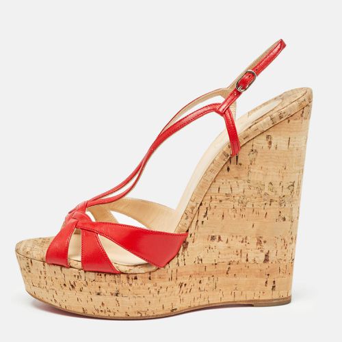 Leather Strappy Cork Wedge Sandals Size 40 - Christian Louboutin - Modalova