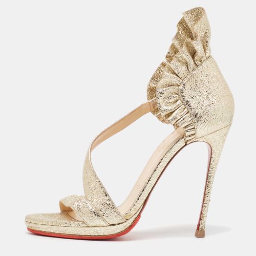 Texture Leather Ruffle Embellishment Sandals Size 37 - Christian Louboutin - Modalova