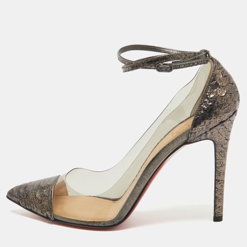 PVC and Python Leather Un bout rond Ankle Wrap Pumps Size 40.5 - Christian Louboutin - Modalova