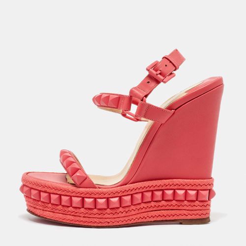 Coral Leather Pyraclou Wedge Sandals Size 36 - Christian Louboutin - Modalova