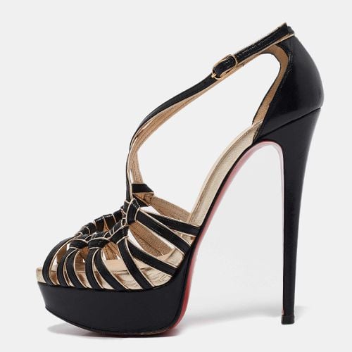 Gold Leather Strappy Platform Sandals Size 36.5 - Christian Louboutin - Modalova