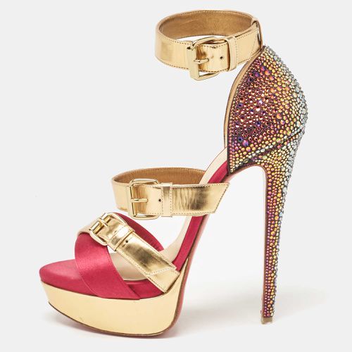 Leather and Satin Ambertina Ankle Strap Sandals Size 37 - Christian Louboutin - Modalova