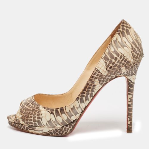 Python Leather Lady Peep Peep Toe Pumps Size 38 - Christian Louboutin - Modalova