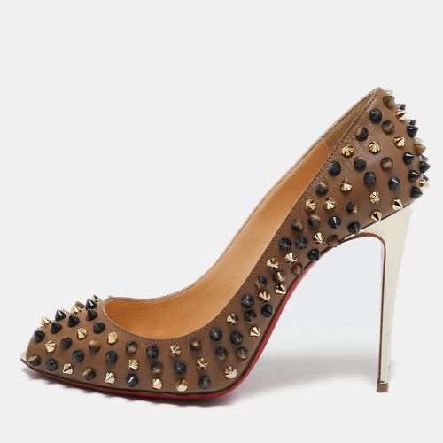 Leather Follies Spikes Peep Toe Pumps Size 38.5 - Christian Louboutin - Modalova
