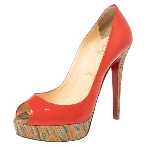 Patent Leather And Cork Lady Peep Toe Platform Pumps Size 38.5 - Christian Louboutin - Modalova