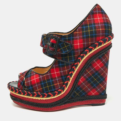 Tartan Print Wool Blend Lady Daf Wedge Pumps Size 41 - Christian Louboutin - Modalova