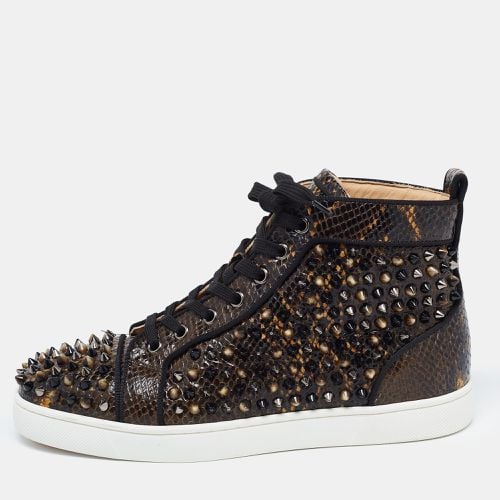 Black Embossed Snakeskin Louis Spikes High Top Sneakers Size 39.5 - Christian Louboutin - Modalova