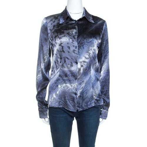 Printed Stretch Silk Satin Shirt M - Class by Roberto Cavalli - Modalova