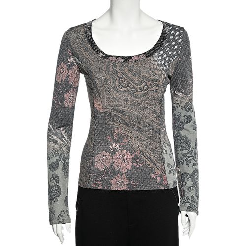 Paisley Print Knit Scoop Neck Top M - Class by Roberto Cavalli - Modalova