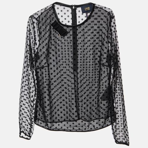 Flock Dotted Tulle Sheer Blouse M - Class by Roberto Cavalli - Modalova