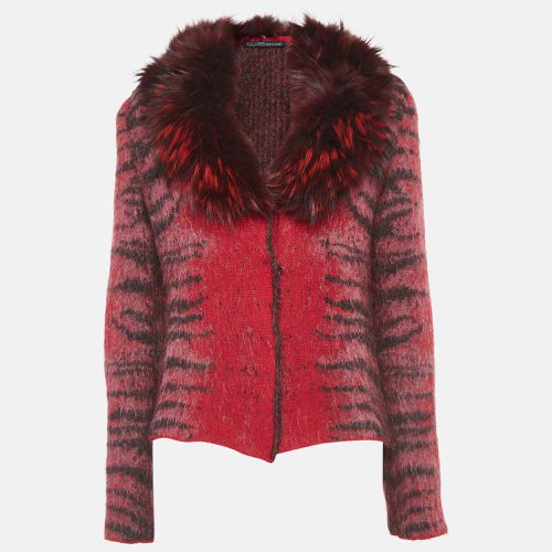 Animal Pattern Fur Trim Collar Jacket M - Class by Roberto Cavalli - Modalova