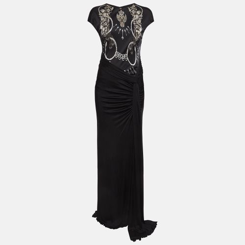 Printed Jersey Ruched Sleeveless Maxi Dress M - Class by Roberto Cavalli - Modalova