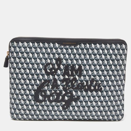 Black Coated Canvas 'I AM A PLASTIC BAG" Laptop Case - Anya Hindmarch - Modalova