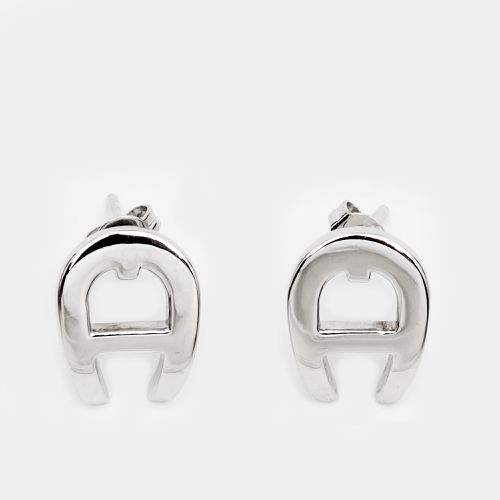 Aigner Logo Silver Tone Earrings - Aigner - Modalova