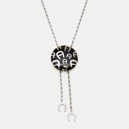 Tone Round Logo & Horseshoe Charm Chain Necklace - Aigner - Modalova