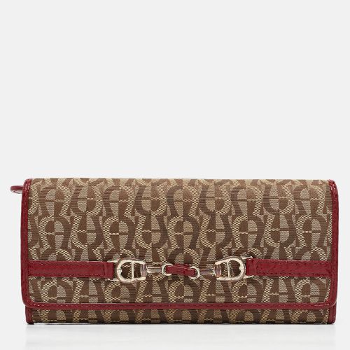 Red Signature Canvas and Patent Leather Flap Continental Wallet - Aigner - Modalova