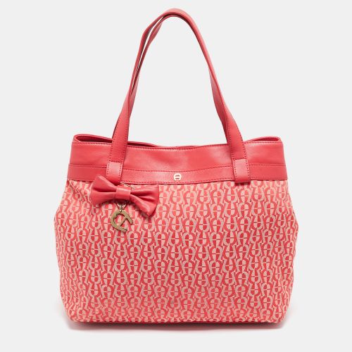 Rose Signature Canvas and Leather Bow Tote - Aigner - Modalova
