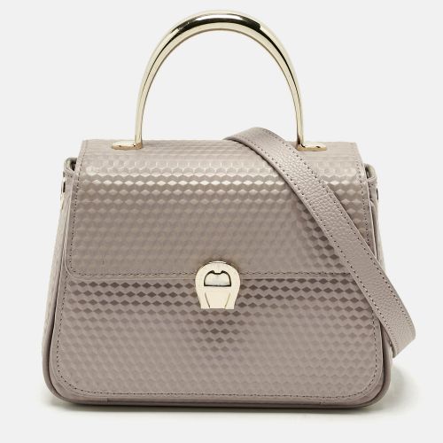 Old Rose Textured Leather Small Genoveva Top Handle Bag - Aigner - Modalova
