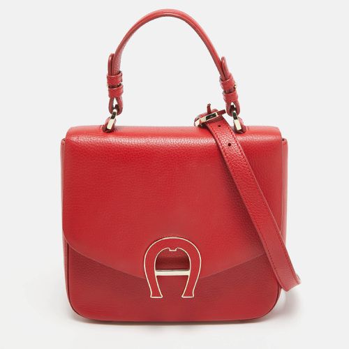 Leather Logo Flap Top Handle Bag - Aigner - Modalova