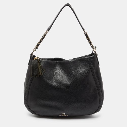 Aigner Black Leather Zip Hobo - Aigner - Modalova