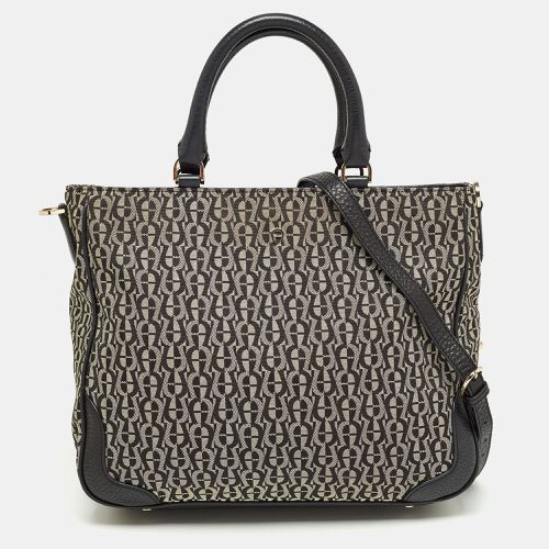 Grey Signature Canvas and Leather Tote - Aigner - Modalova