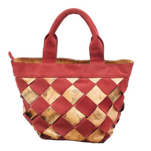 Beige/ Geo Print woven Coated Canvas and Suede Tote - Alviero Martini 1A Classe - Modalova