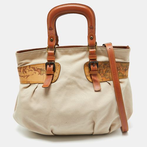 Brown Geo Print Coated Canvas,Canvas and Leather Satchel - Alviero Martini 1A Classe - Modalova