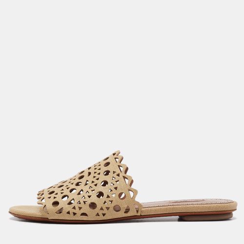 Cutout Leather Flat Sandals Size 37 - Alaia - Modalova