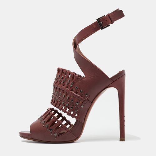 Leather Studded and Laser Cut Ankle Strap Sandals Size 37 - Alaia - Modalova