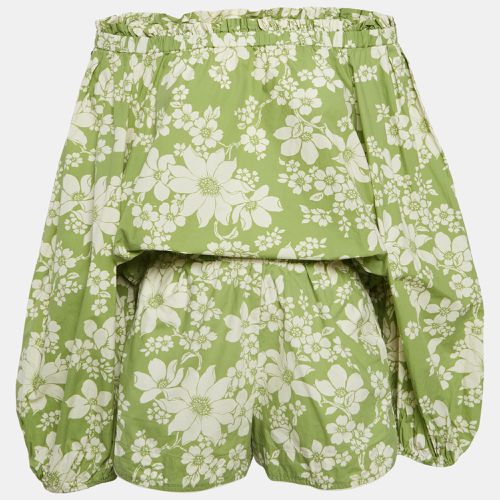 Floral Print Cotton Printed Off-Shoulder Top and Shorts Set M - Alemais - Modalova