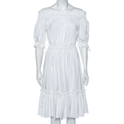 Cotton Ruched Tiered Off Shoulder Midi Dress M - Alexander McQueen - Modalova