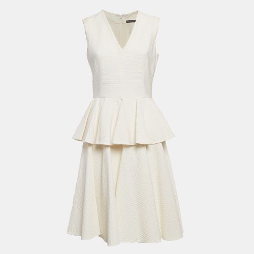 Off- Textured Crepe Flounce Short Dress L - Alexander McQueen - Modalova