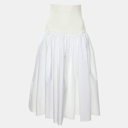 Cotton Drop Yoke Mixed Media Midi Skirt S - Alexander McQueen - Modalova