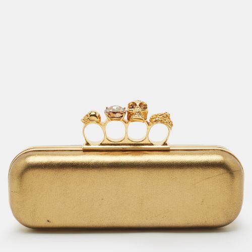 Leather Skull Crystals Knuckle Box Clutch - Alexander McQueen - Modalova