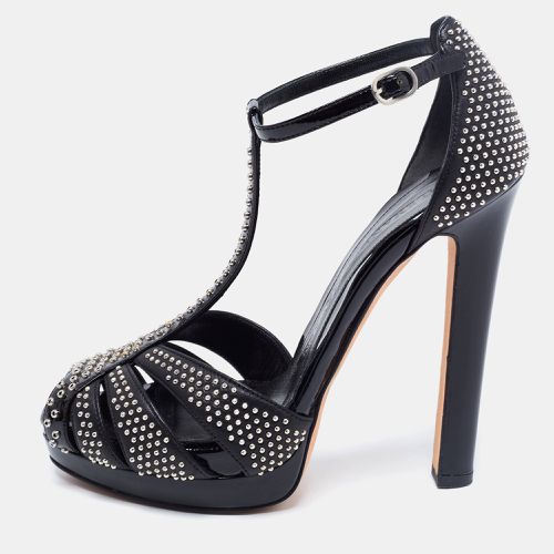 Studded Leather Peep-Toe T-Bar Platform Sandals Size 36 - Alexander McQueen - Modalova