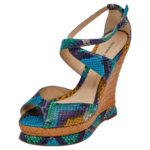 Python Wedge Platform Ankle Strap Sandals Size 39.5 - Alexandre Birman - Modalova