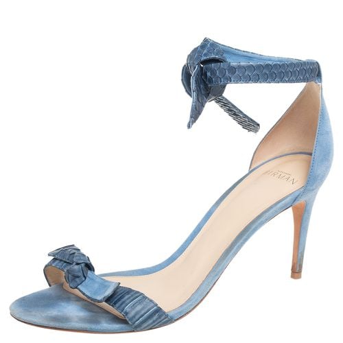 Snakeskin Leather and Suede Clarita Ankle-Tie Sandals Size 40 - Alexandre Birman - Modalova