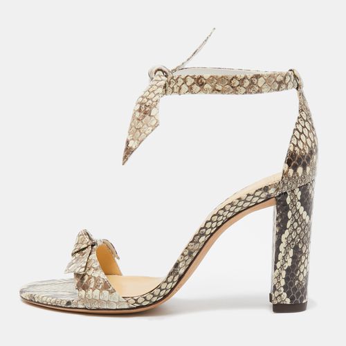 Beige Embossed Python Clarita Bow Tie Sandals Size 38.5 - Alexandre Birman - Modalova