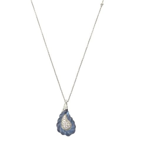 Silver Tone Frosted Crystal Encrusted Pendant Necklace - Alexis Bittar - Modalova