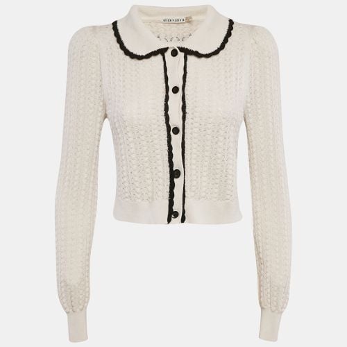 Ivory Wool Crochet Knit Goldie Button Front Cardigan S - Alice + Olivia - Modalova