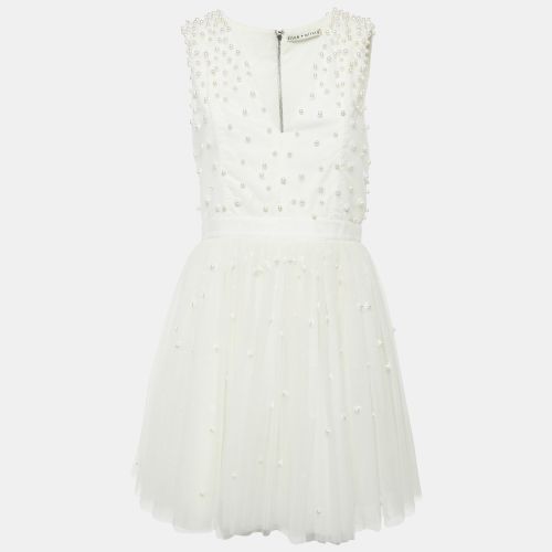 Beads Embroidered Tulle Flared Mini Dress L - Alice + Olivia - Modalova