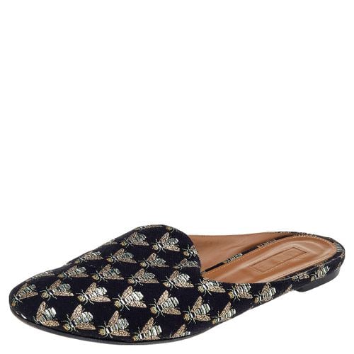 Bee Embroidered Fabric Flat Mules Size 39.5 - Aquazzura - Modalova