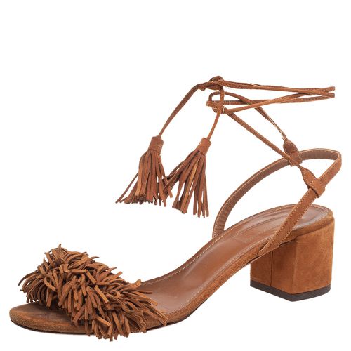 Suede Wild Thing Ankle-Wrap Sandals Size 36 - Aquazzura - Modalova