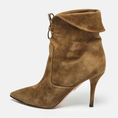 Brown Olive Suede Tribeca Ankle Boots Size 36 - Aquazzura - Modalova