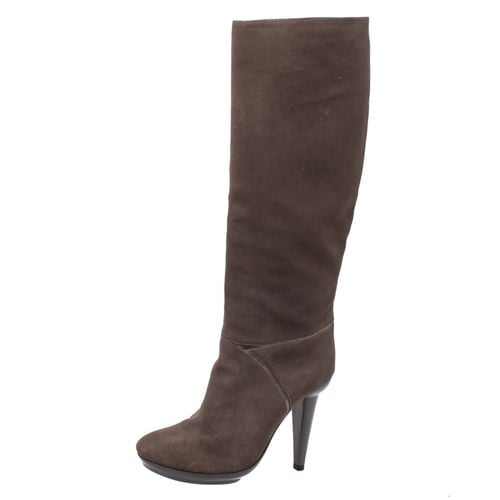 Suede Mid Calf Boots Size 38.5 - Bottega Veneta - Modalova