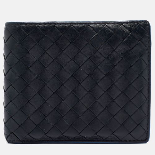 Blue Intrecciato Leather Bifold Compact Wallet - Bottega Veneta - Modalova