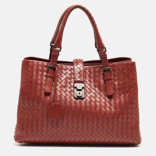 Maroon Intrecciato Leather Medium Roma Tote - Bottega Veneta - Modalova