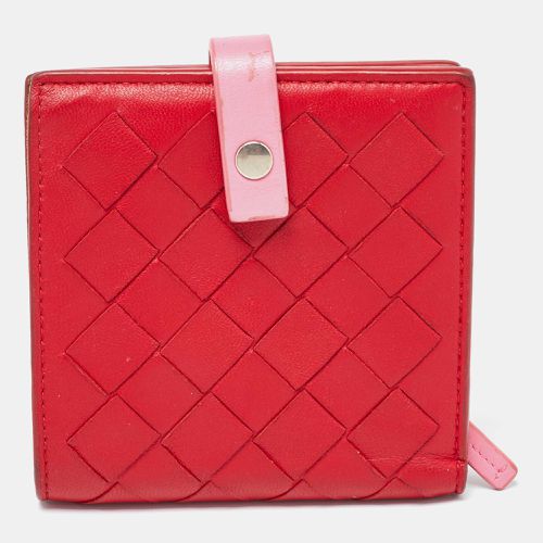 Pink Intrecciato Leather French Compact Wallet - Bottega Veneta - Modalova