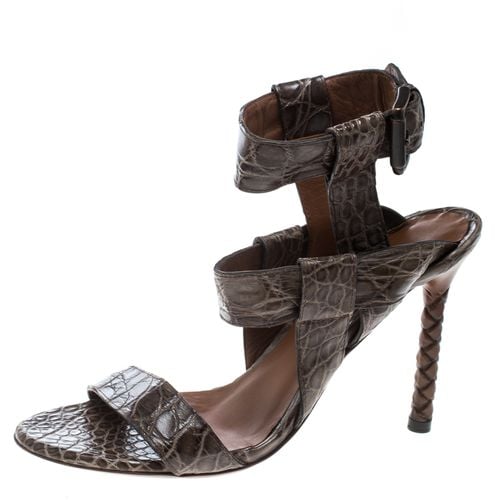 Alligator Leather Ankle Strap Sandals Size 37.5 - Bottega Veneta - Modalova