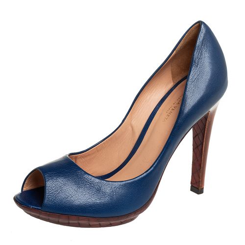 Blue Leather Peep Toe Pumps Size 38 - Bottega Veneta - Modalova